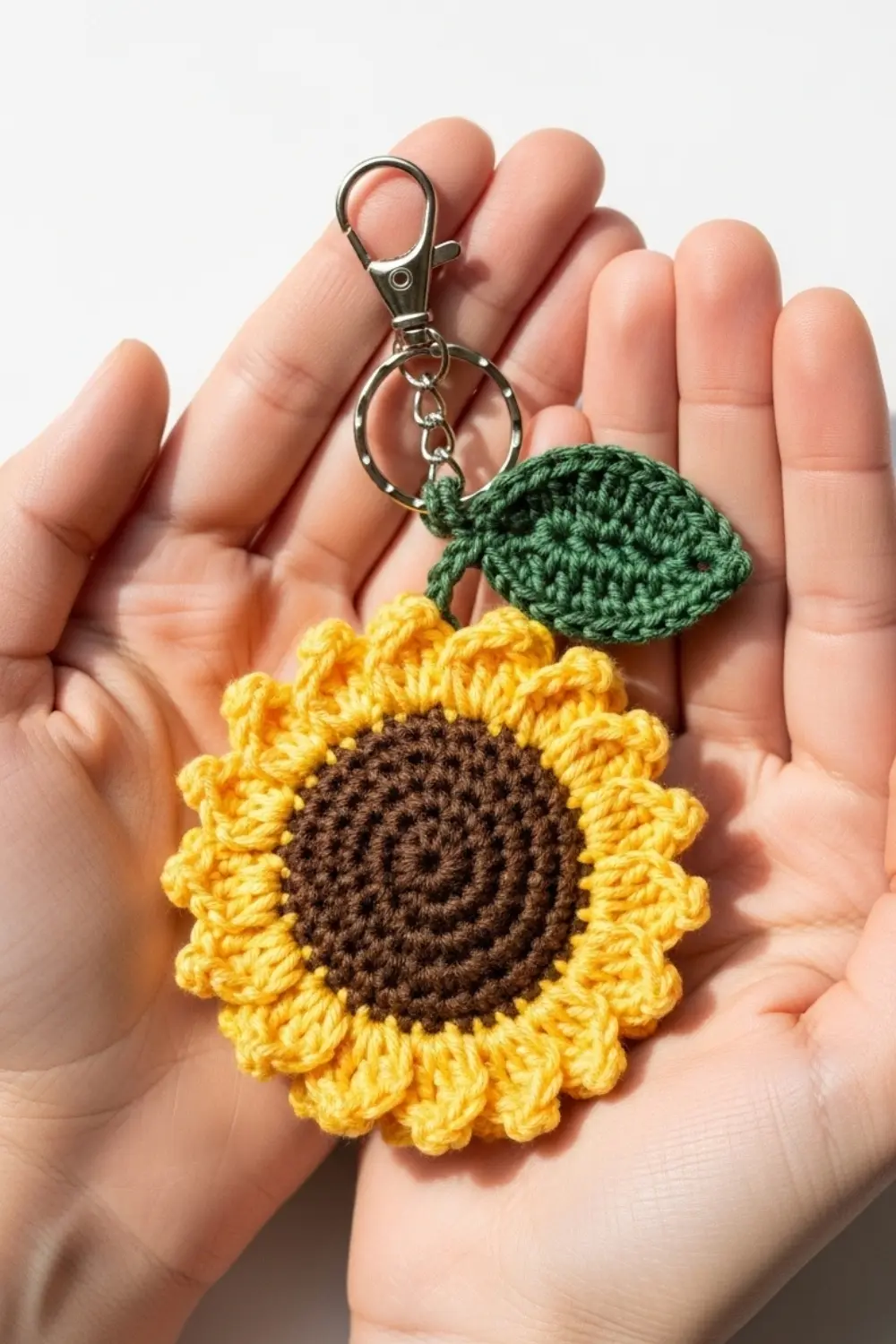 cute handmade sunflower amigurumi keychain crochet pattern
