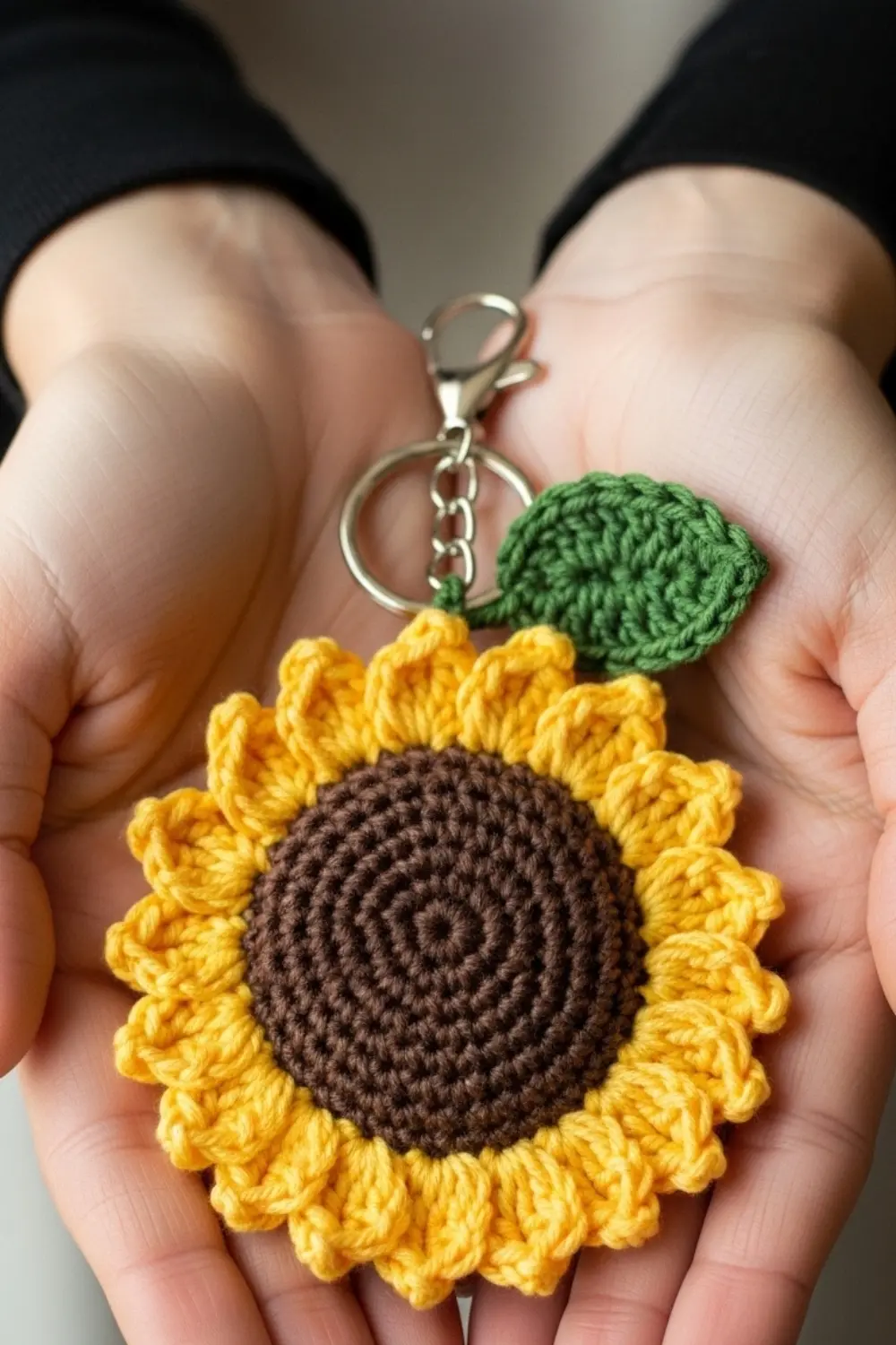cute handmade sunflower amigurumi keychain crochet pattern