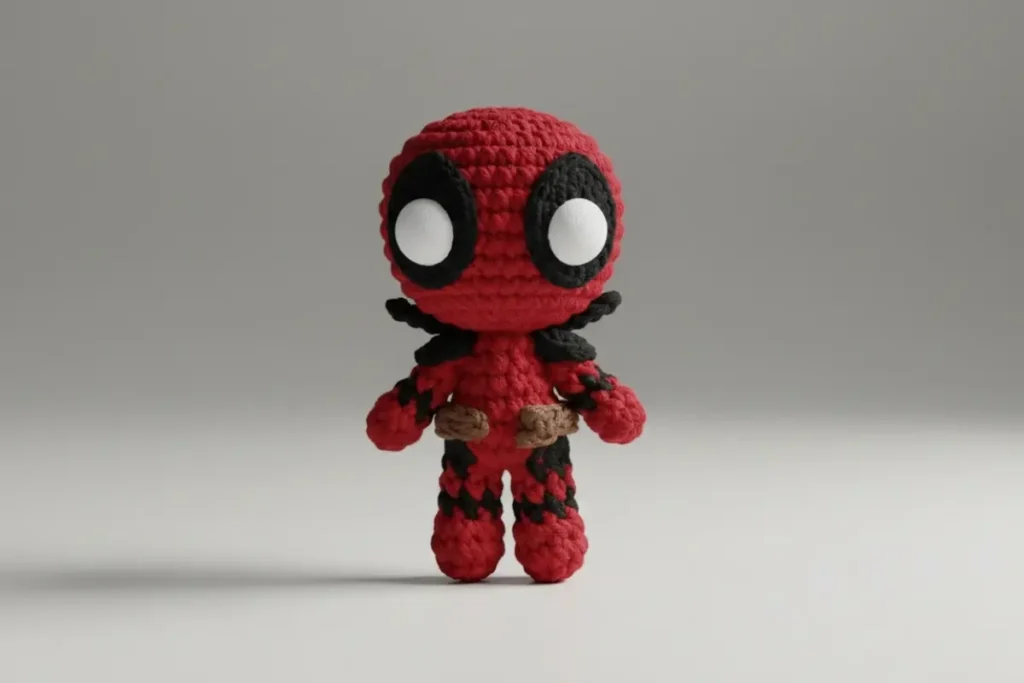 mini deadpool amigurumi crochet doll