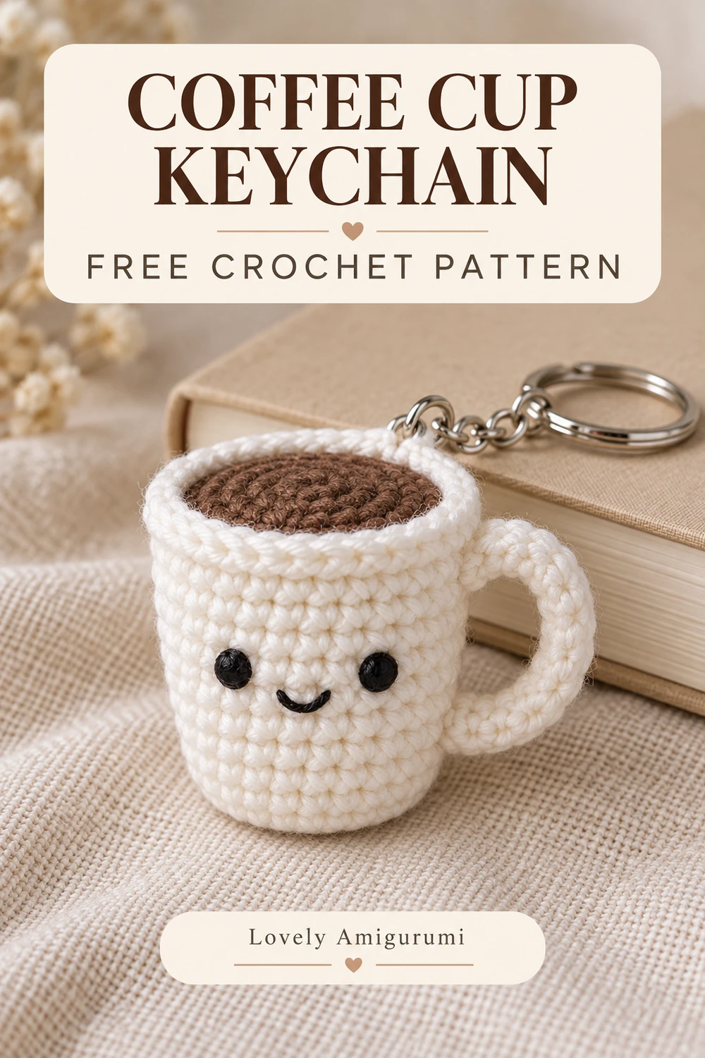 Coffee cup keychain amigurumi Pinterest design 2