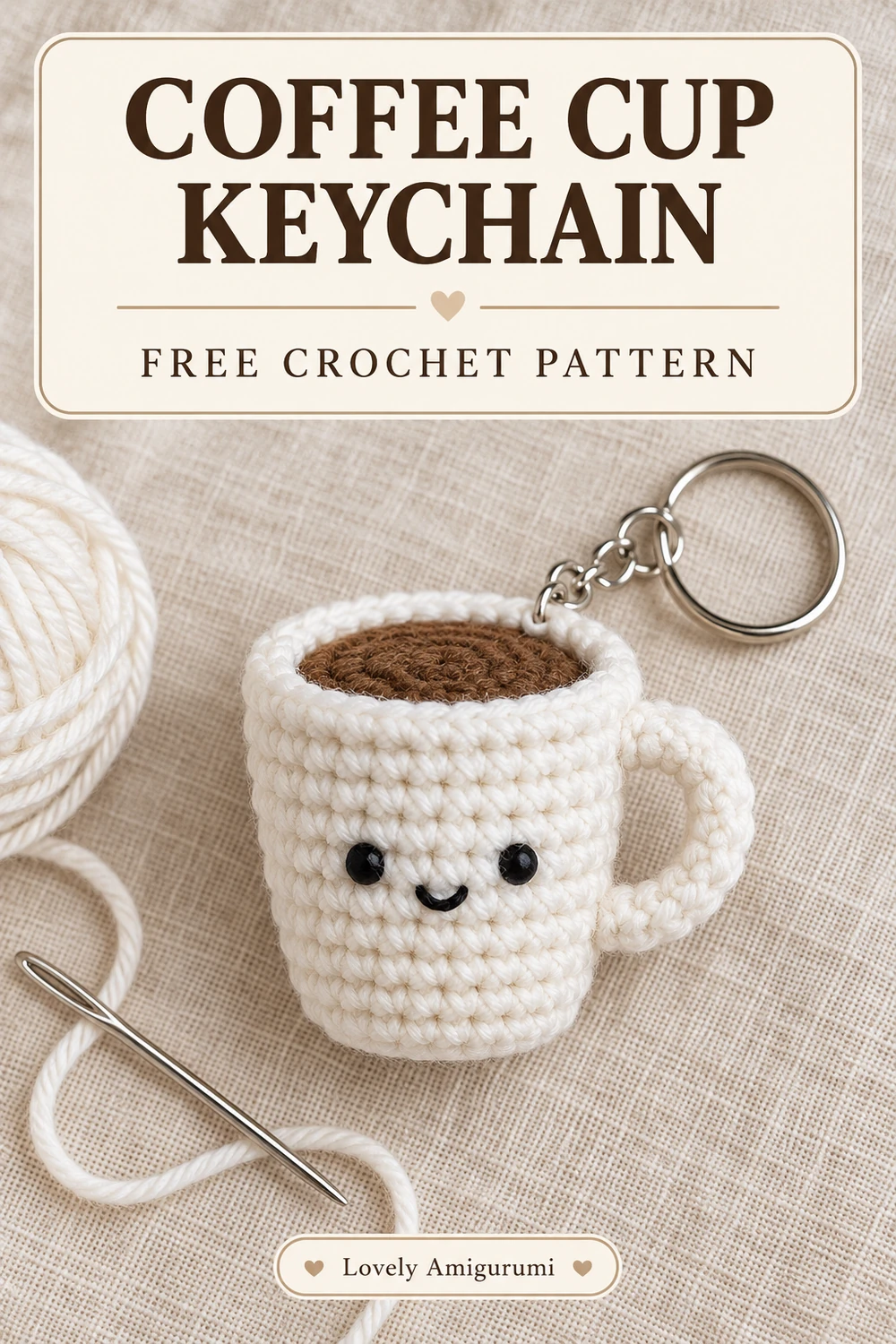 Coffee cup keychain amigurumi Pinterest design 3