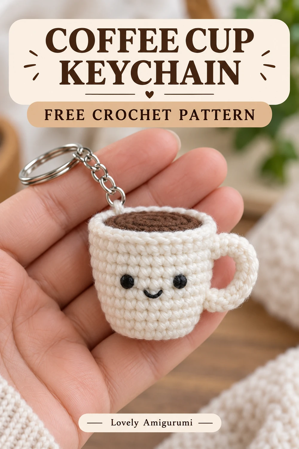 Coffee cup keychain amigurumi Pinterest design 4