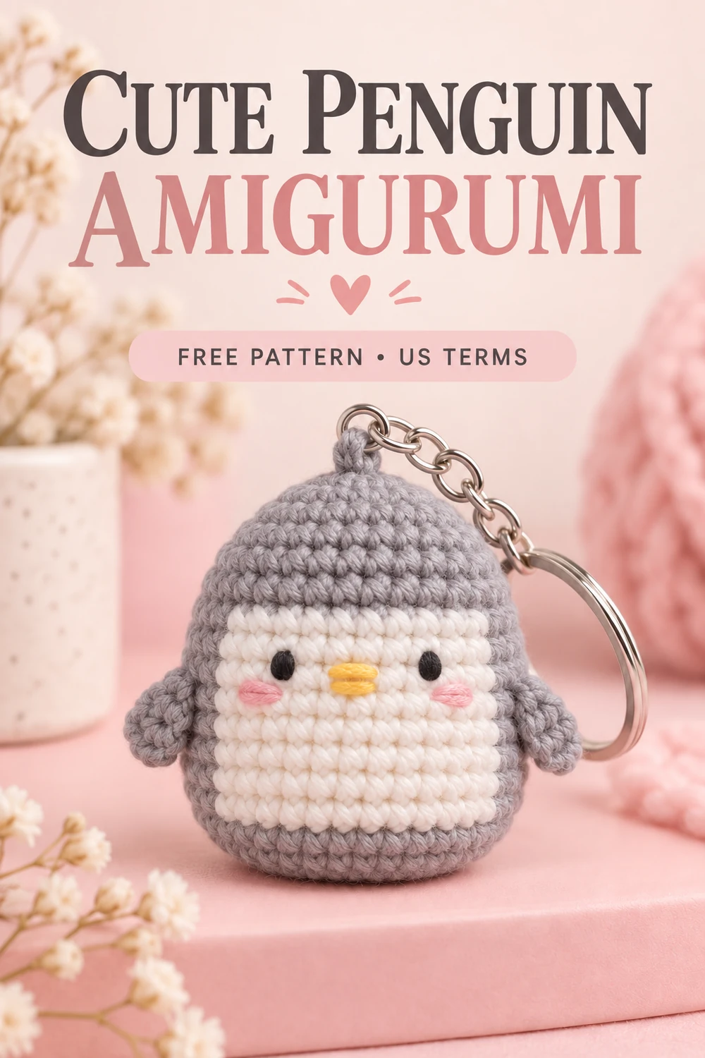 Mini penguin amigurumi keychain Pinterest design 3