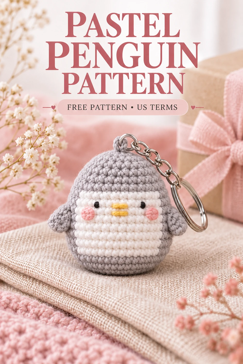 Mini penguin amigurumi keychain Pinterest design 4