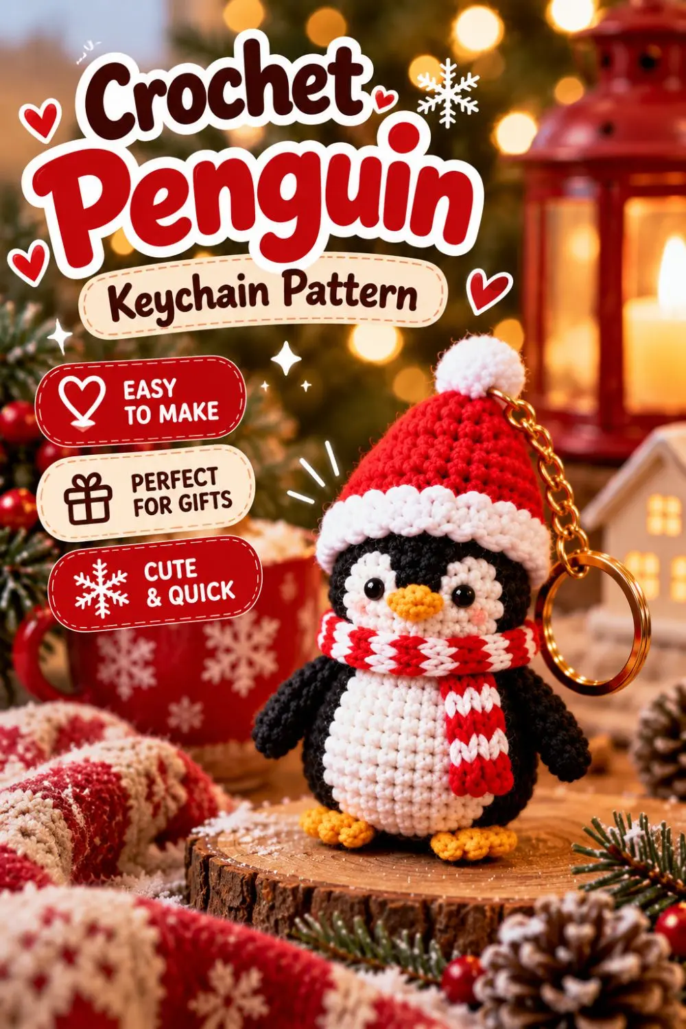 Christmas penguin keychain visual reference