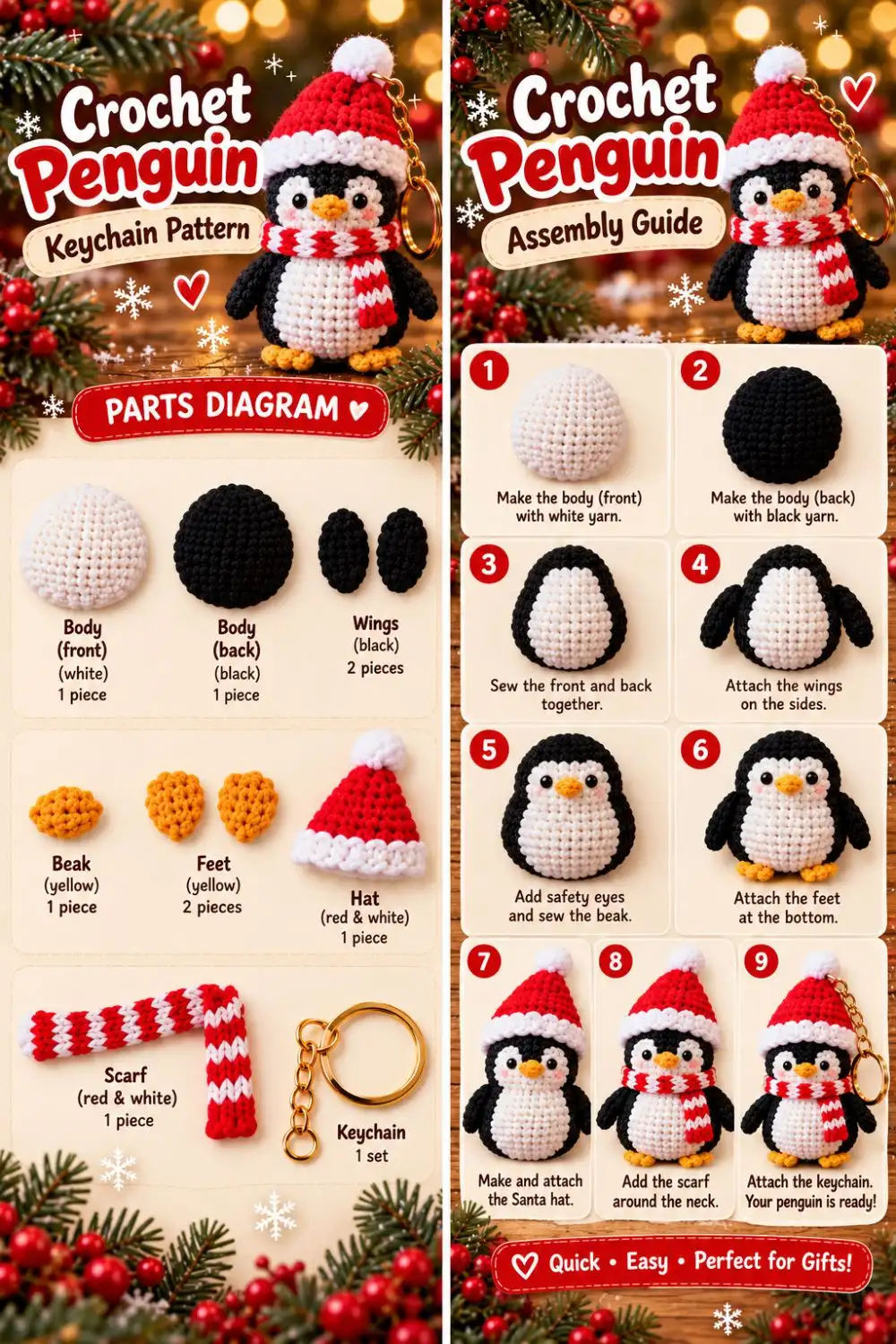 Penguin parts and assembly visual reference