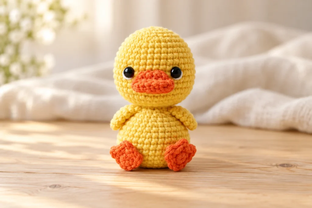 Baby Duck Amigurumi with handmade crochet details