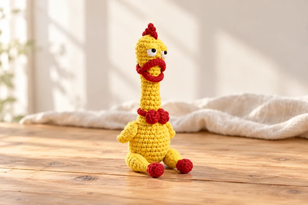 Chill Chicken Amigurumi with handmade crochet details