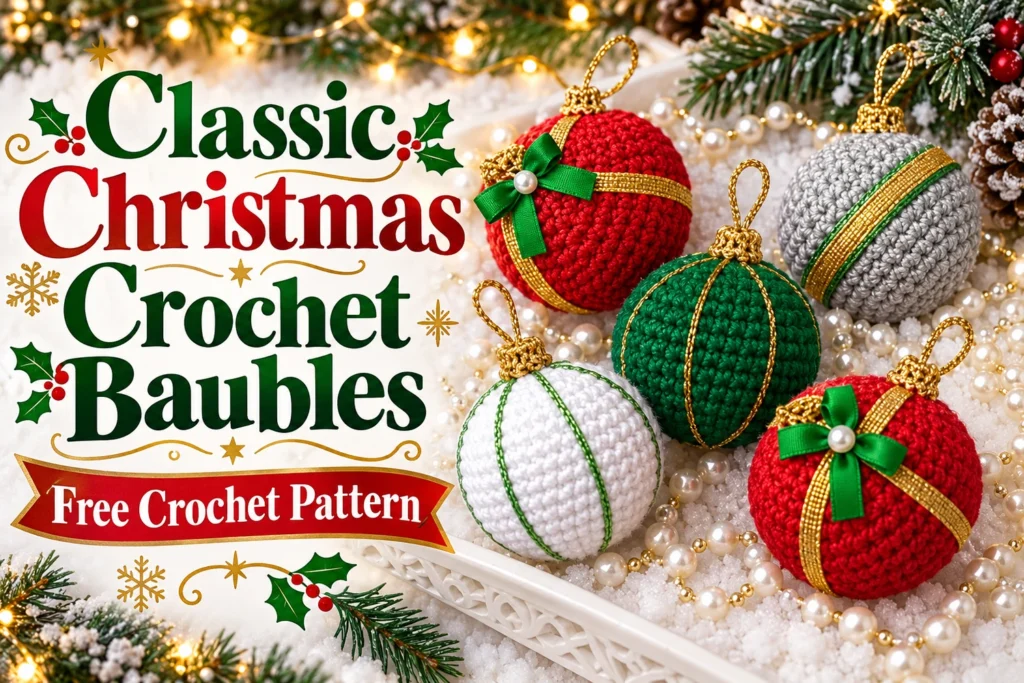 Classic Christmas Crochet Baubles Pattern — Crochet pattern cover