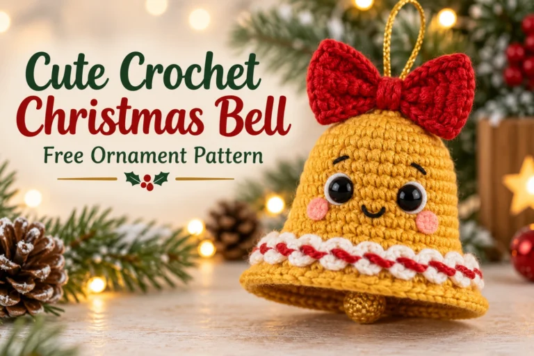 Cute Golden Christmas Bell Crochet Pattern – Free Ornament Guide