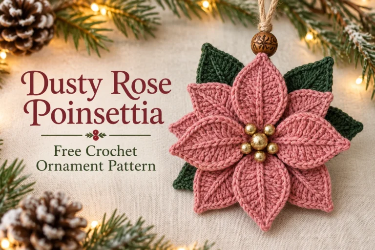 Dusty Rose Poinsettia Crochet Pattern – Free Ornament Guide