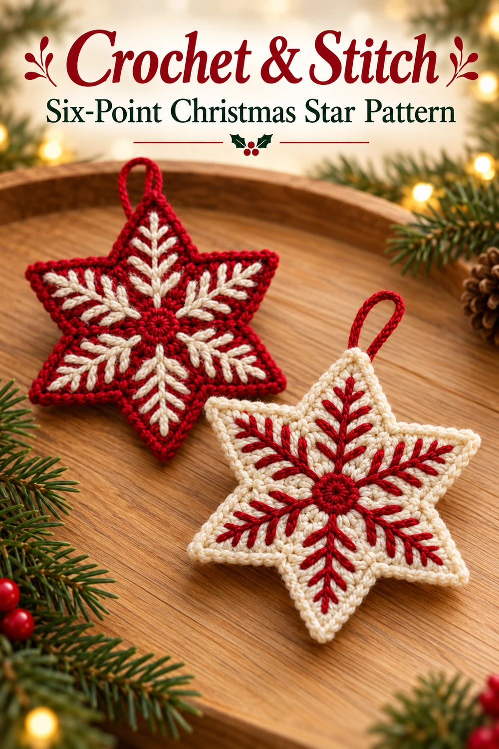Embroidered Christmas Star Crochet Pattern Pinterest image two