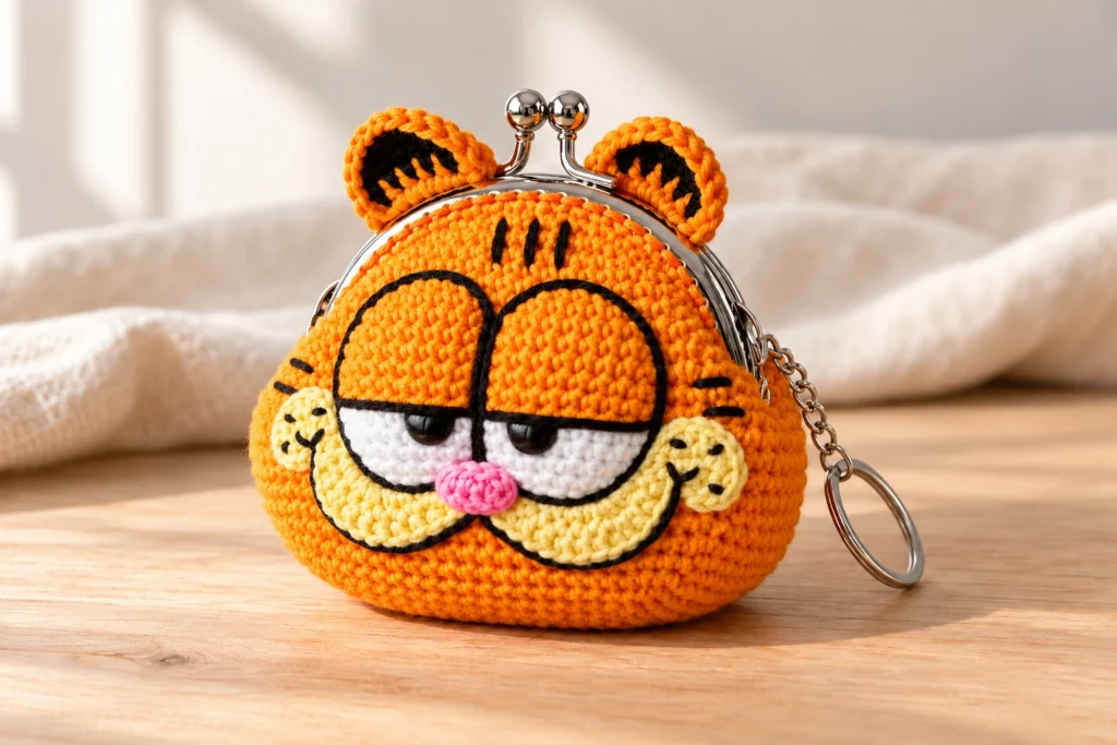 garfield keychain crochet pattern with handmade crochet details