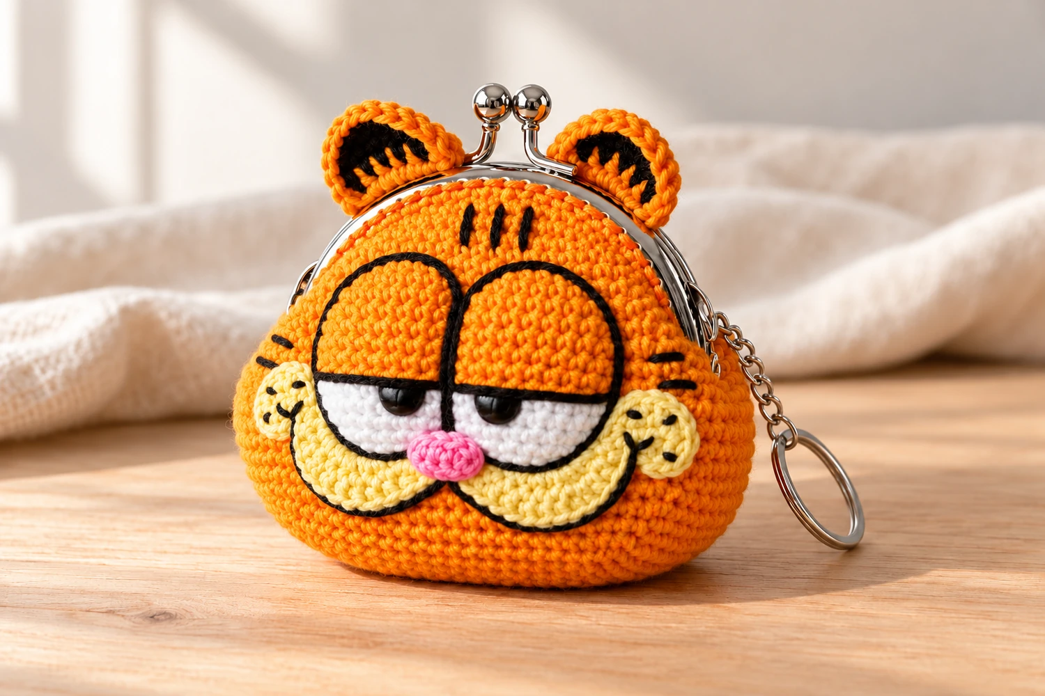 garfield keychain crochet pattern with handmade crochet details