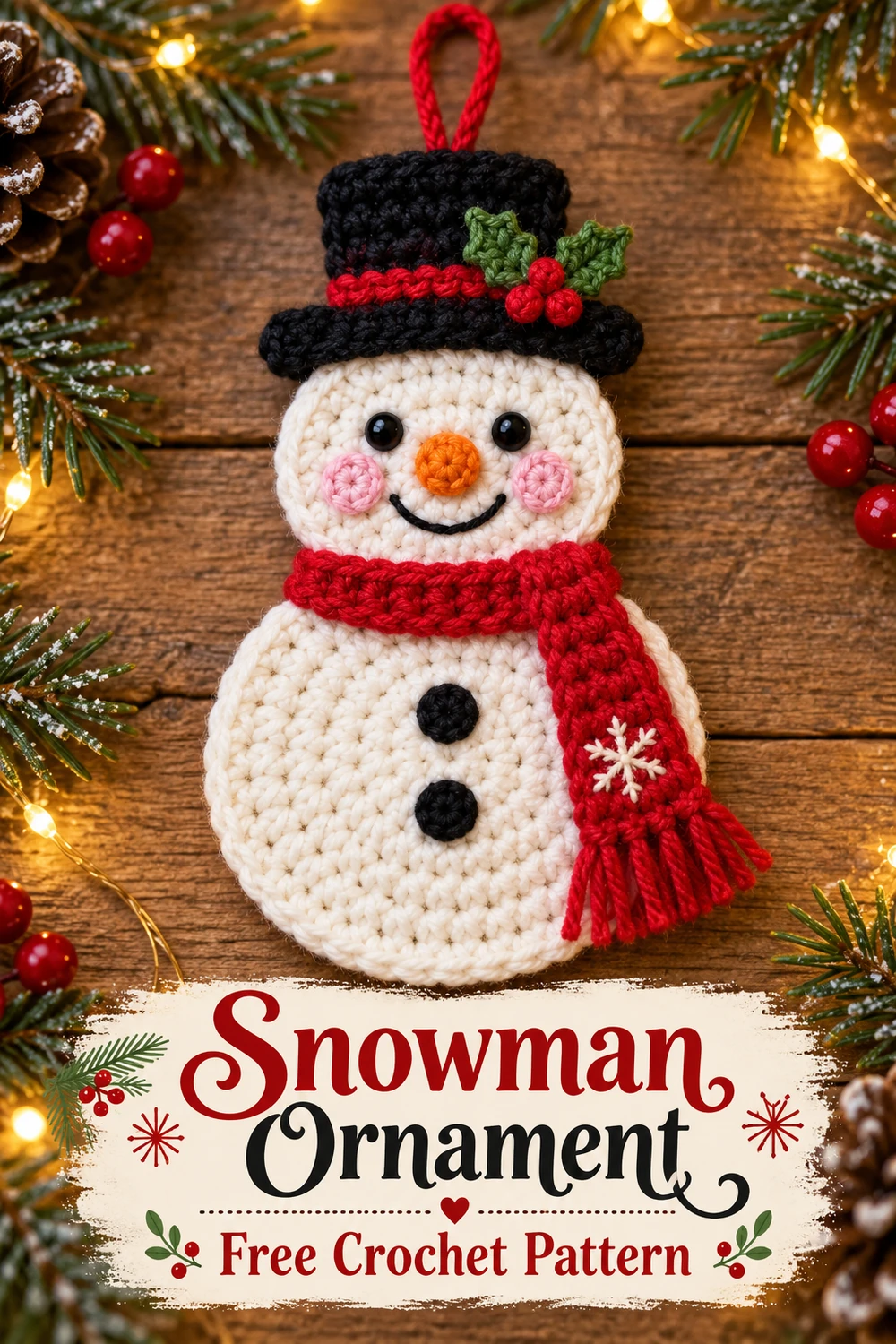 Holly Hat Snowman Ornament Crochet Pattern — Christmas crochet inspiration 01