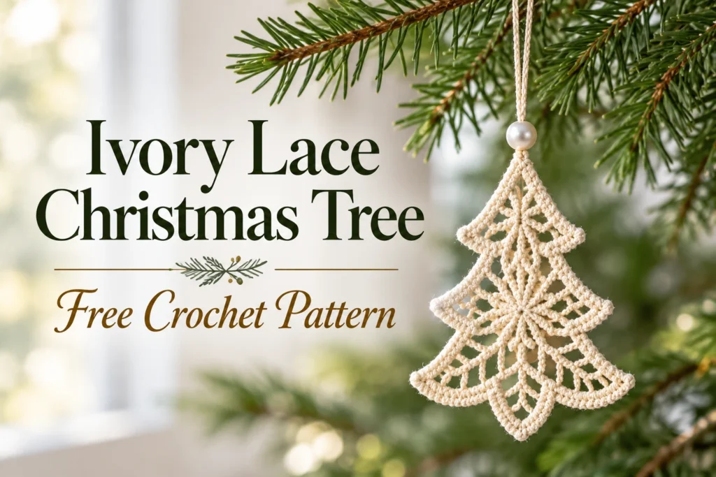 Ivory Lace Christmas Tree Crochet Pattern — finished crochet project