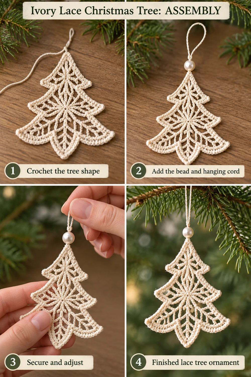 Ivory Lace Christmas Tree Crochet Pattern — step-by-step photo tutorial 02