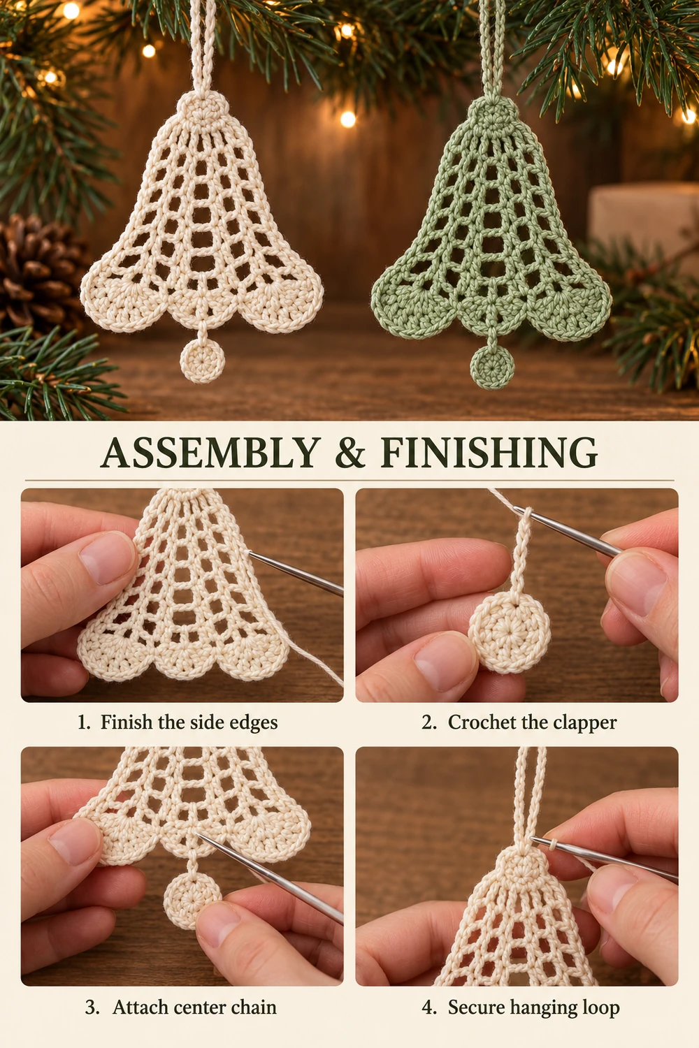 Lace Bell Ornament Crochet Pattern — step-by-step photo tutorial 02