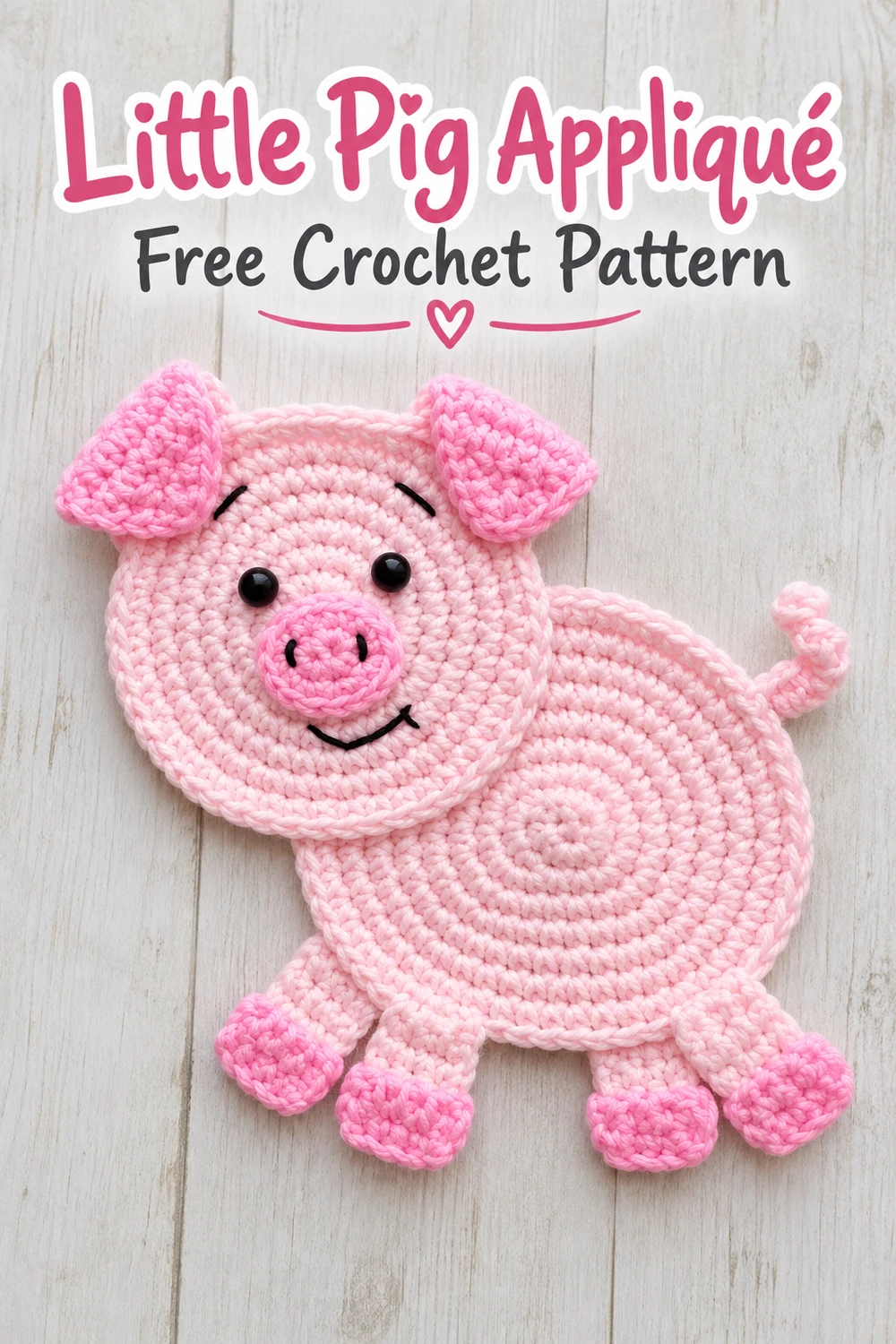Little Pig Appliqué Crochet Pattern Pinterest image one