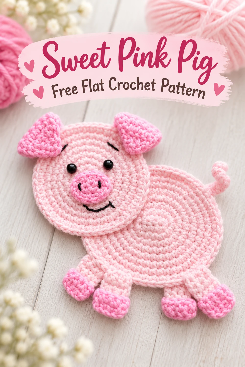 Little Pig Appliqué Crochet Pattern Pinterest image three
