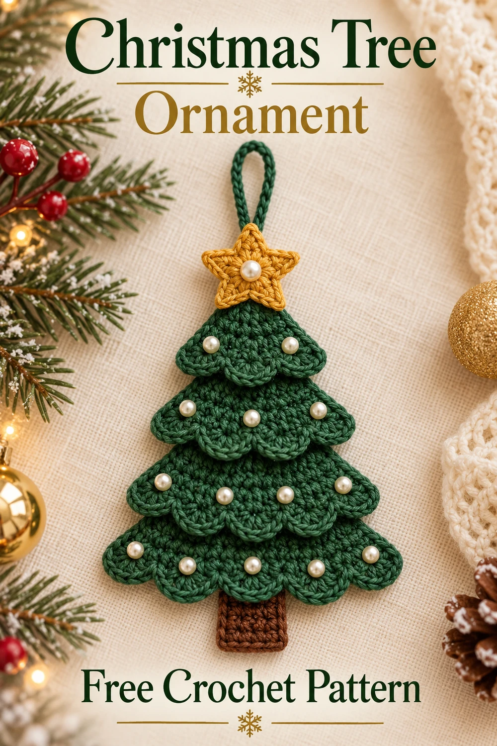 Pearl and Star Christmas Tree Crochet Pattern — holiday crochet inspiration 01