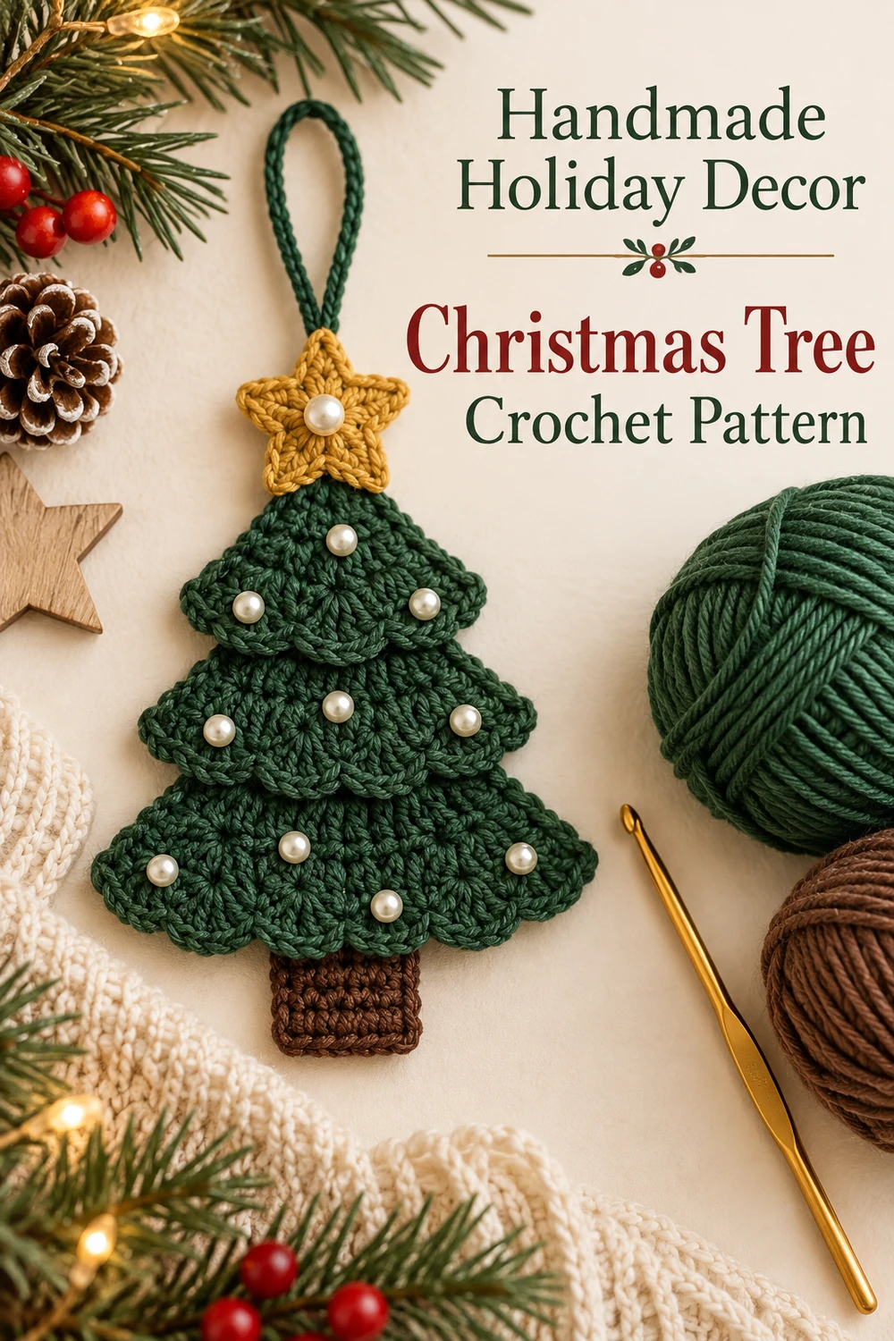 Pearl and Star Christmas Tree Crochet Pattern — holiday crochet inspiration 03