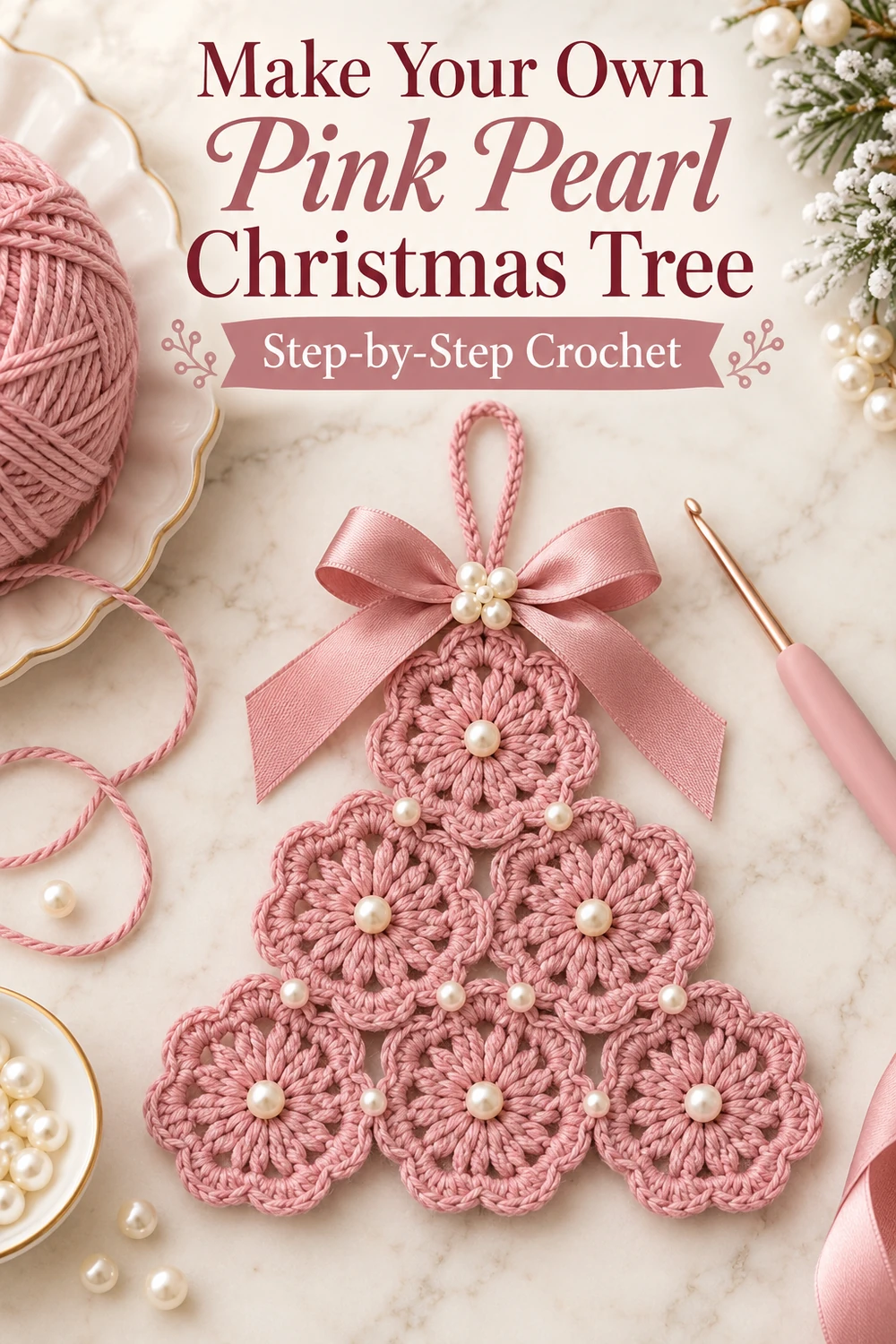 Pink Pearl Christmas Tree Crochet Pattern — Christmas crochet inspiration 03