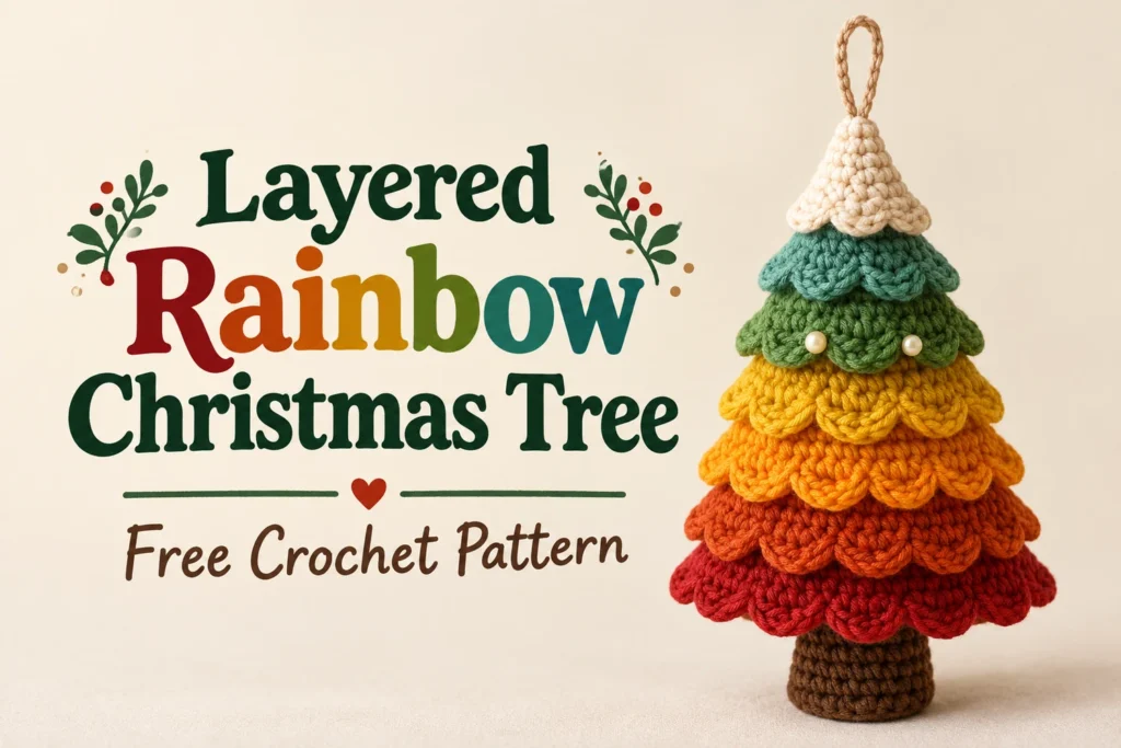 Layered Rainbow Christmas Tree Crochet Pattern — finished crochet project