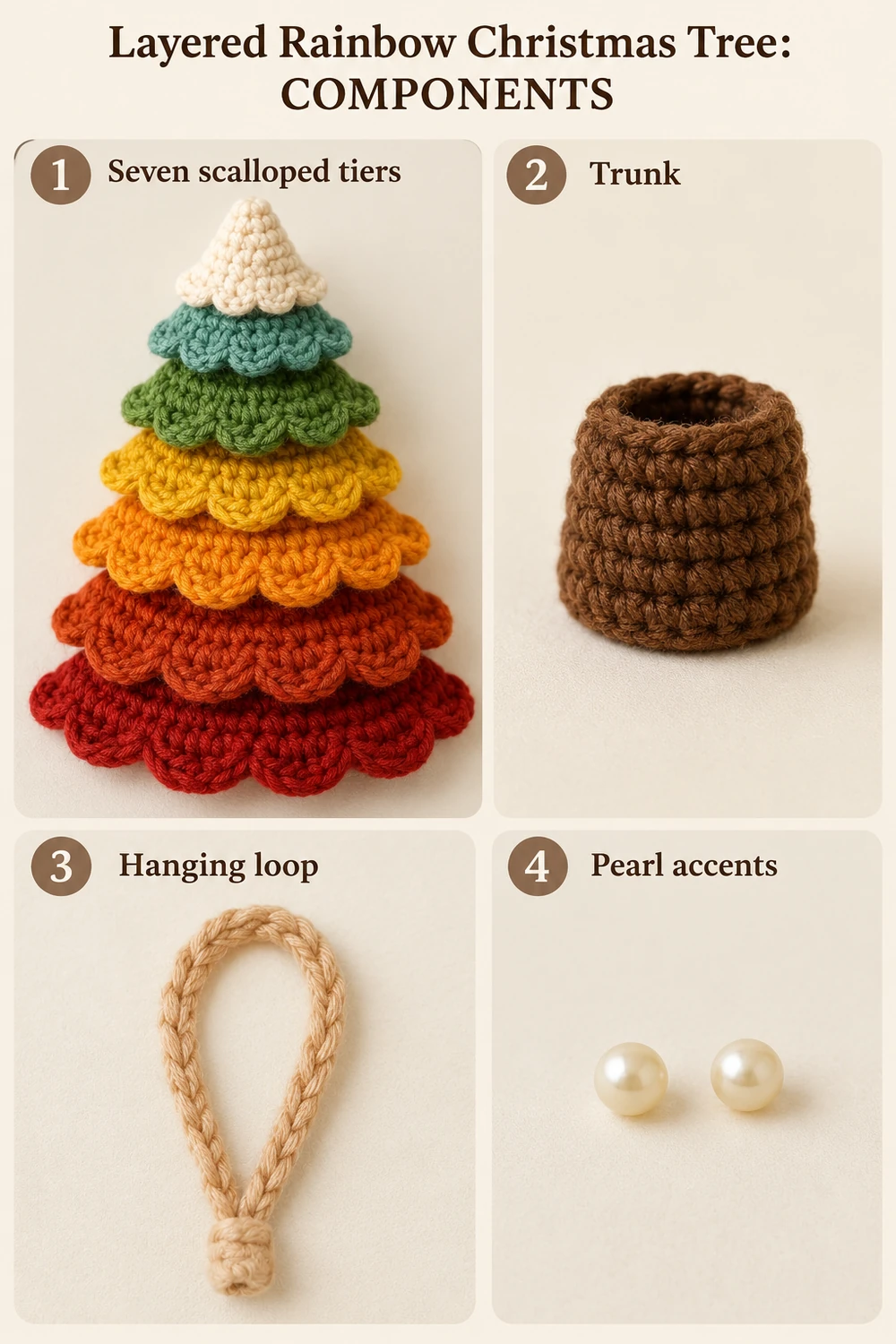 Layered Rainbow Christmas Tree Crochet Pattern — step-by-step photo tutorial 01