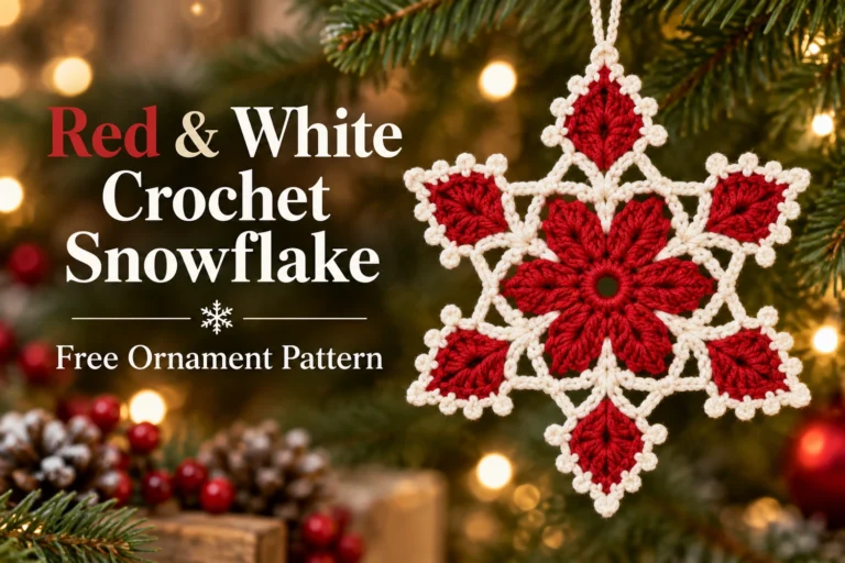 Red and White Snowflake Crochet Pattern – Free Ornament Guide
