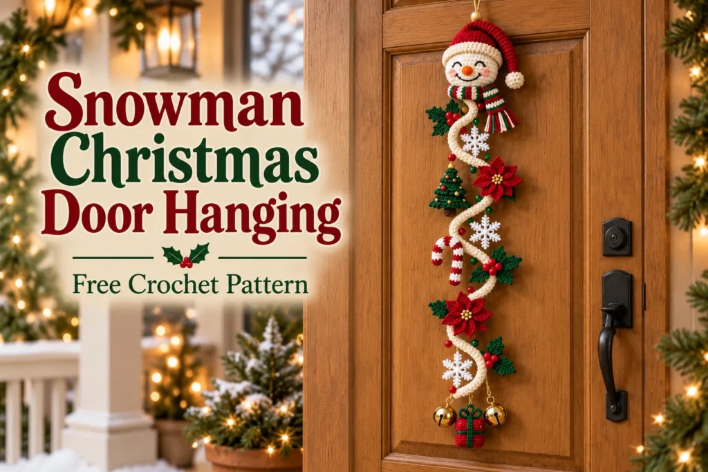Snowman Christmas Door Hanging Crochet Pattern cover