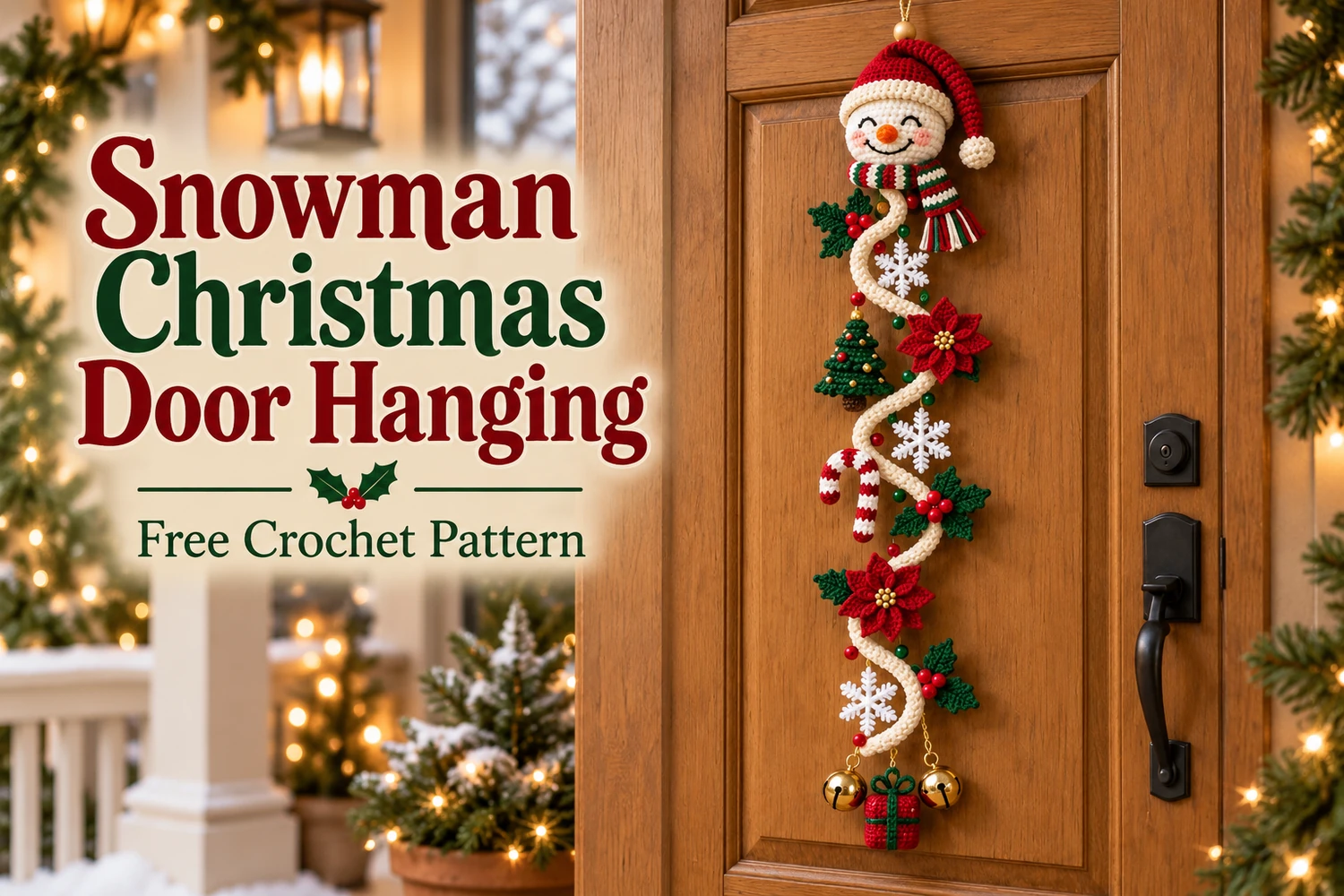 Snowman Christmas Door Hanging Crochet Pattern cover