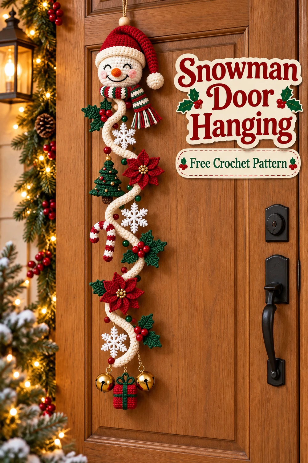 Snowman Christmas Door Hanging Crochet Pattern Pinterest image one