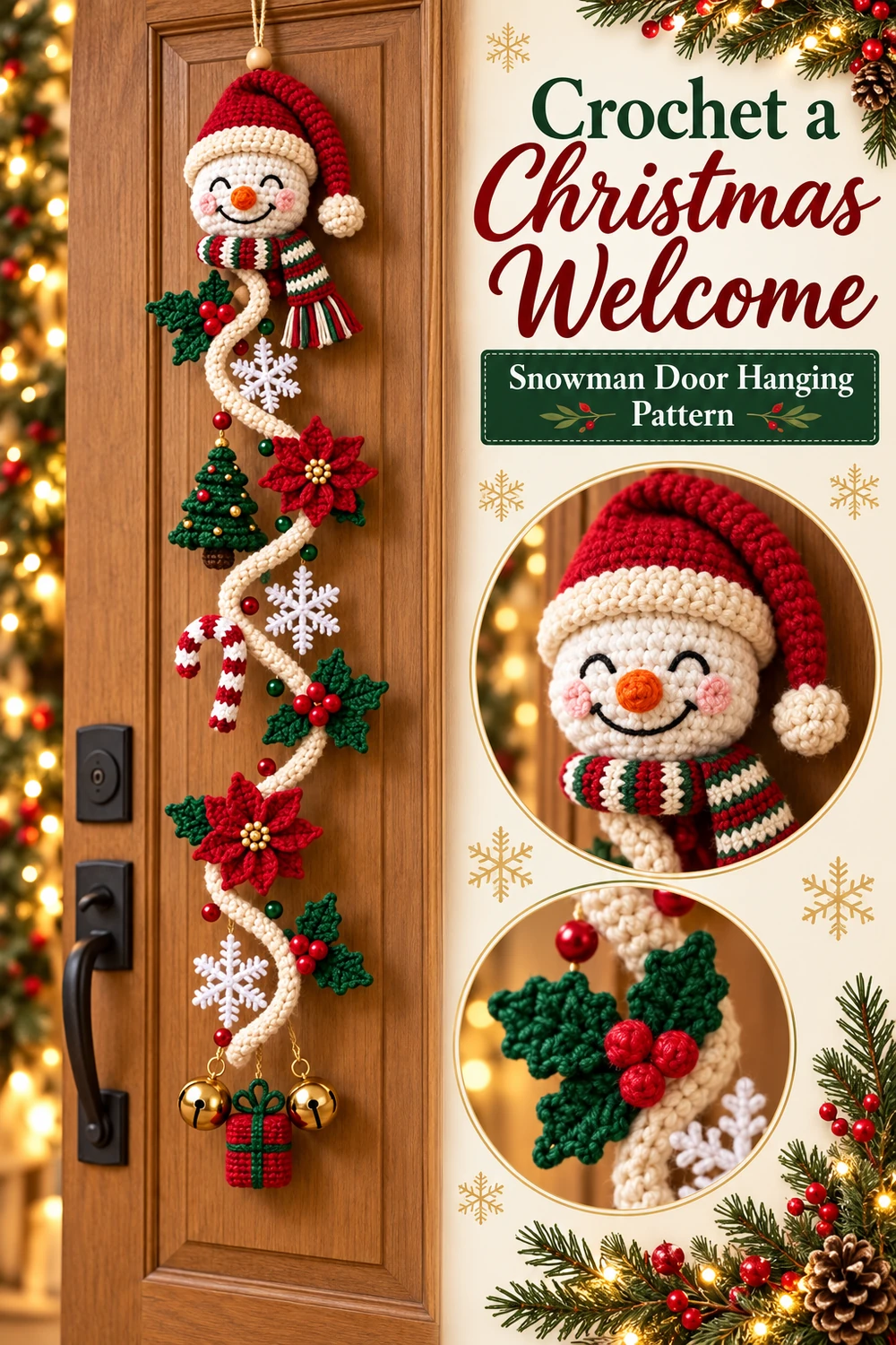 Snowman Christmas Door Hanging Crochet Pattern Pinterest image two