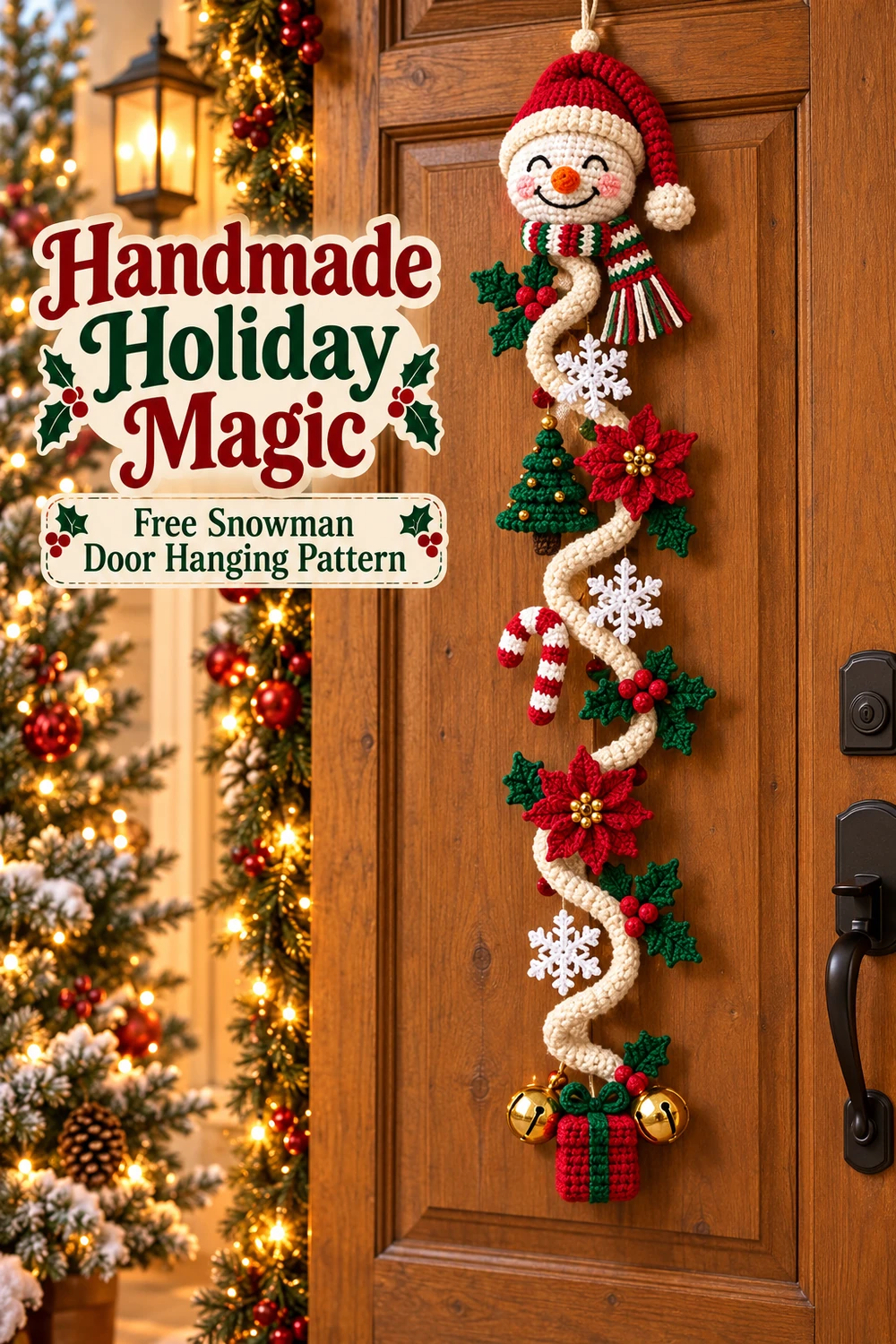 Snowman Christmas Door Hanging Crochet Pattern Pinterest image three