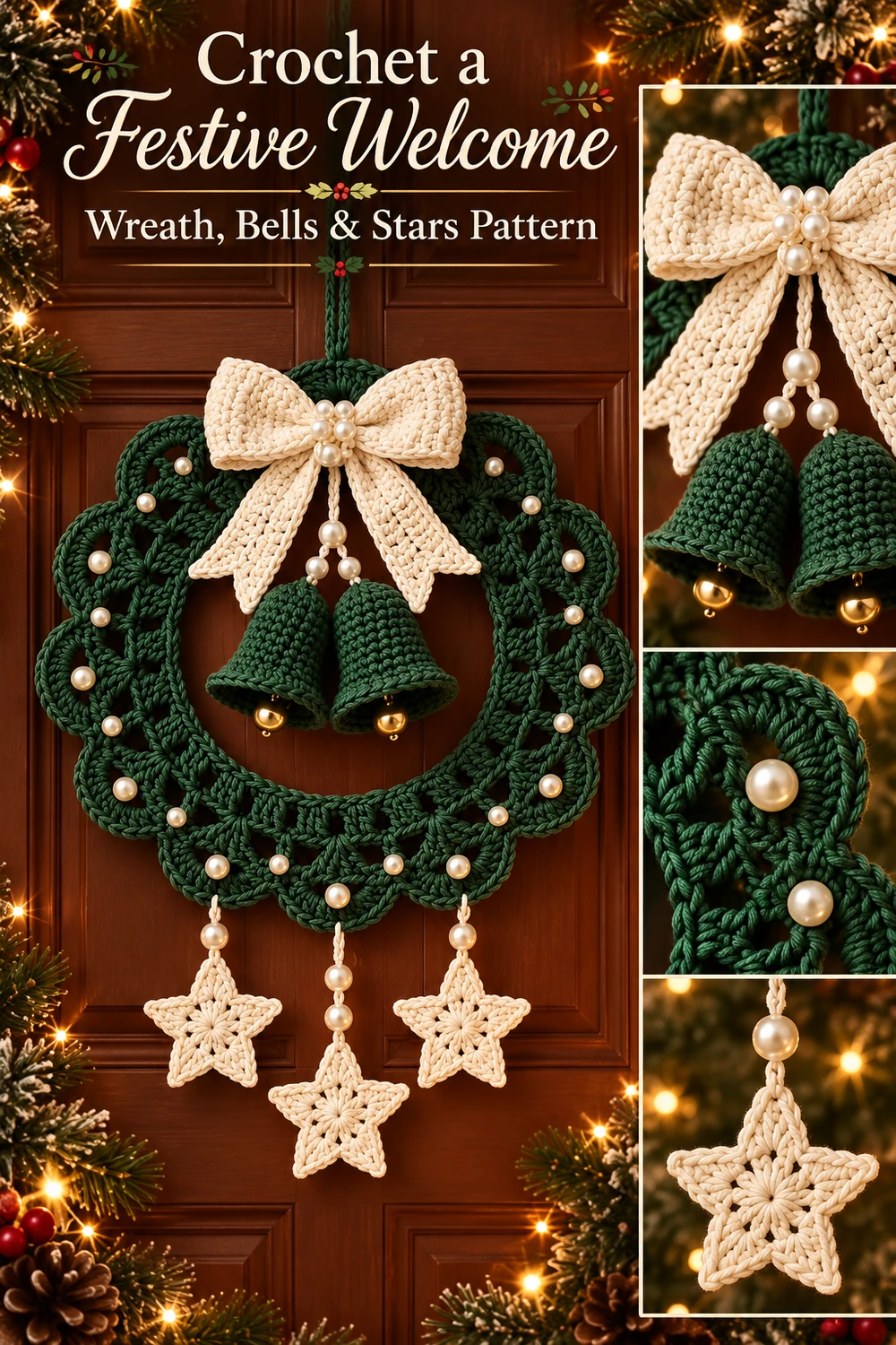 Christmas Wreath with Bells and Stars Crochet Pattern — crochet inspiration 02