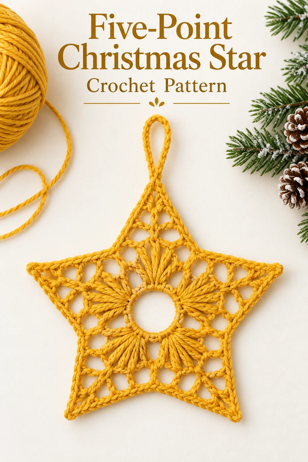 Yellow Five Point Star Crochet Pattern — Pinterest five-point yellow star on ivory